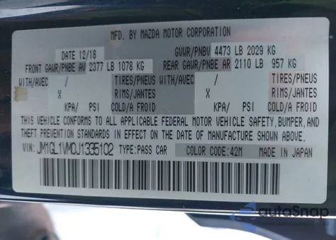 2018 Mazda Mazda6 Touring z USA, uszkodzony, nr VIN JM1GL1VM0J1335102